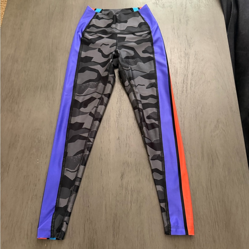 Camouflage Leggings with Red and Blue Stripes - Picture 2 of 2